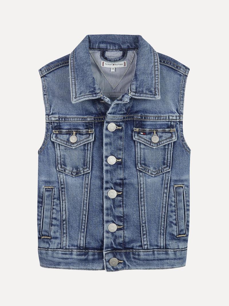 Lány Tommy Hilfiger Denim Vest Kabát Kék | HU 1795CTV